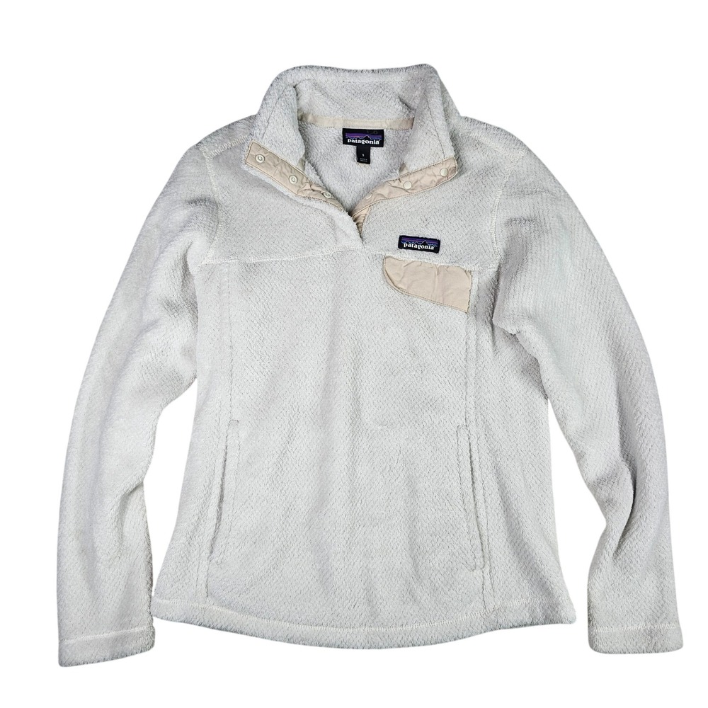 Patagonia Pullover Fleece Jacket Synchilla Retool Snap Polartec White Womens XS‎
